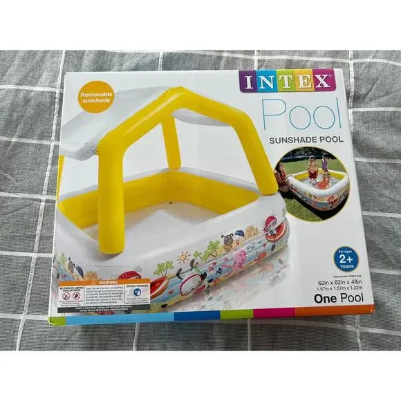 Intex Sunshade Inflatable Pool, 1 pool, portable swimming 62inx62inx48in - Picture 3 of 7